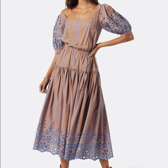 Joie Nashua gathered printed cotton and linen-blend Dress...